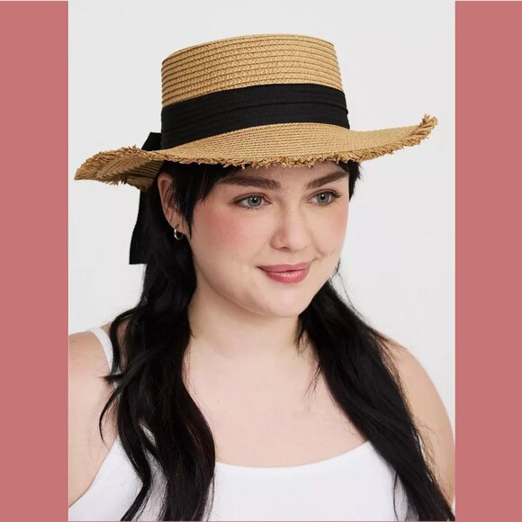 torrid Accessories - Torrid - Frayed Edge Boater Hat in Natural